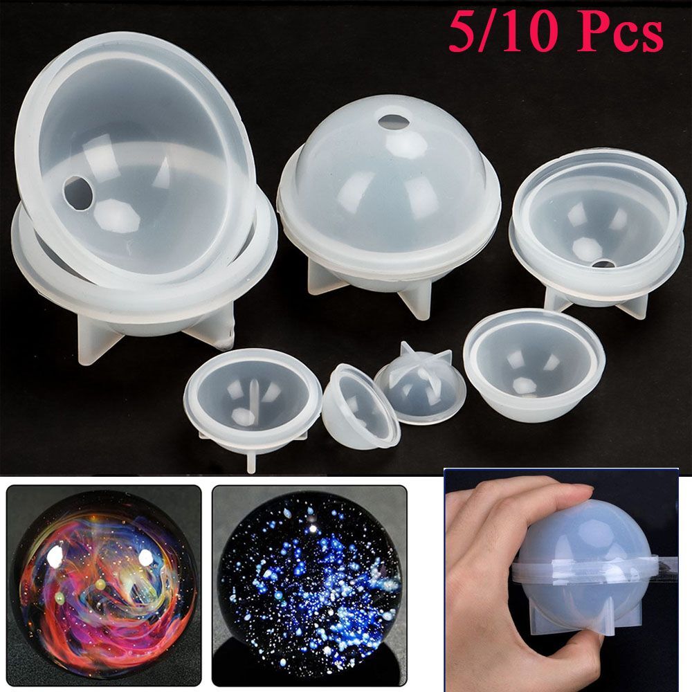 5/10Pcs Silicone Resin Casting Mold DIY Round Epoxy Mould Craft Making Tool Kit