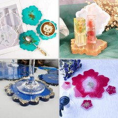 6 PCS Flower Silicone Resin Molds Large Resin Tray Mold Flower Shape Coaster …