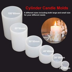 6 Pieces Cylinder Silicone Candle Molds Pillar Candle Silicone Molds Resin Ca…
