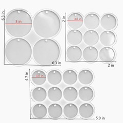 25-Cavity Circle Silicone Mold Set of Large + Medium + Small round Silicone Mold