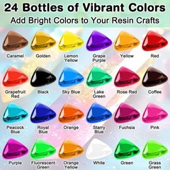 Epoxy Resin Color Pigment – 24 Colors Liquid Epoxy Dye Set with 6 Glitters, H…