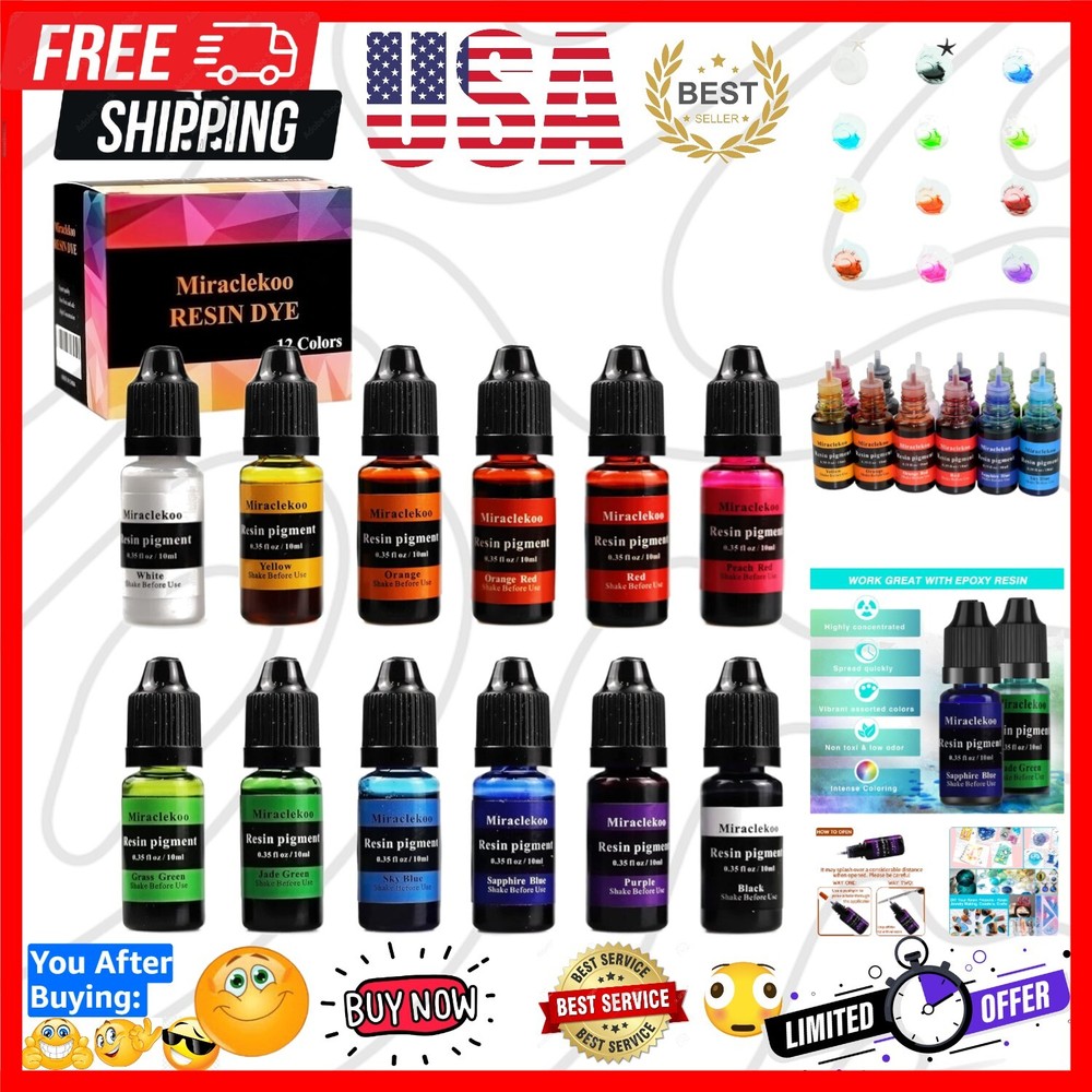 12 Colors Epoxy Resin Color Dye Colorant Liquid Epoxy Resin Pigment,10Ml Each