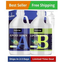 Epoxy Resin 2 Gallon – Crystal Clear Epoxy Resin Kit – Self-Leveling, High-Gl…