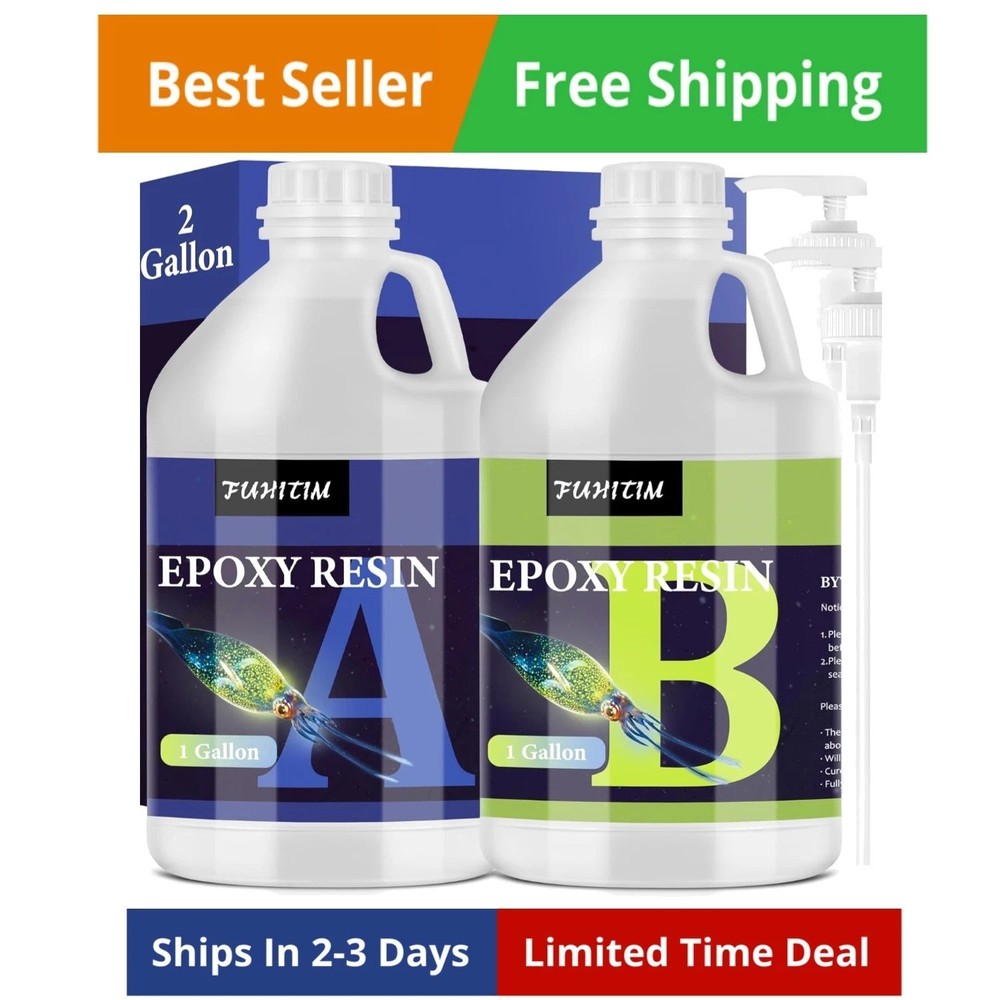 Epoxy Resin 2 Gallon – Crystal Clear Epoxy Resin Kit – Self-Leveling, High-Gl…