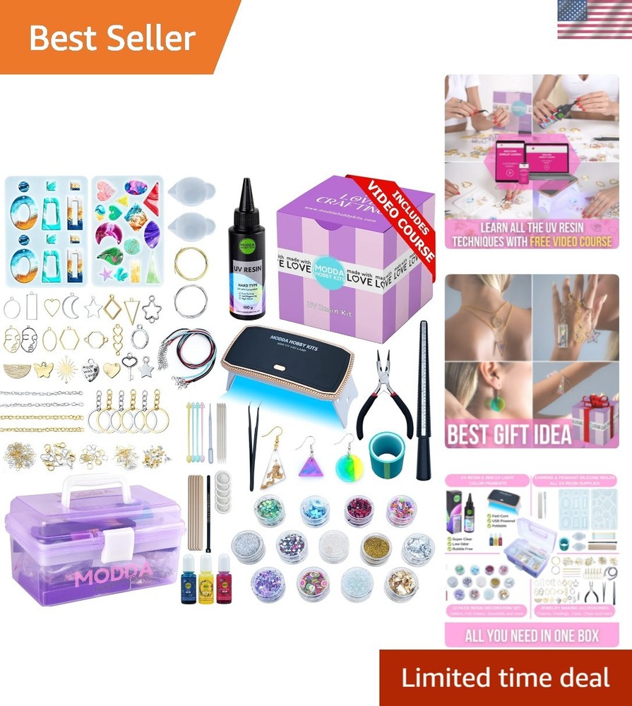 Vibrant UV Resin Jewelry Making Kit with Lamp & Accessories – Ideal Holiday Gift