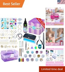 Vibrant UV Resin Jewelry Making Kit with Lamp & Accessories – Ideal Holiday Gift