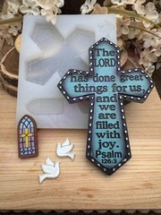 Cross with Psalms 126:3 written from the Bible silicone Mold for crafts