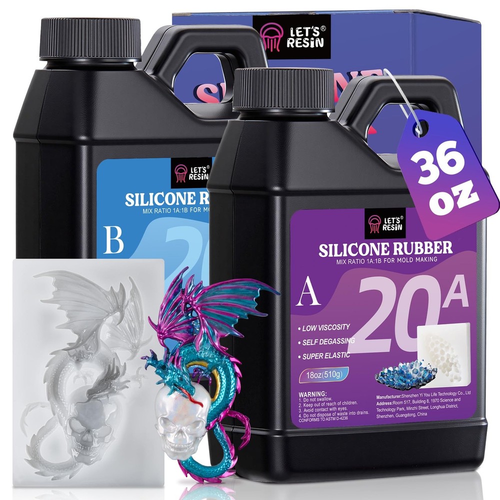 LET’S RESIN Silicone Mold Making Kit 36oz, 20A Flexible & Translucent