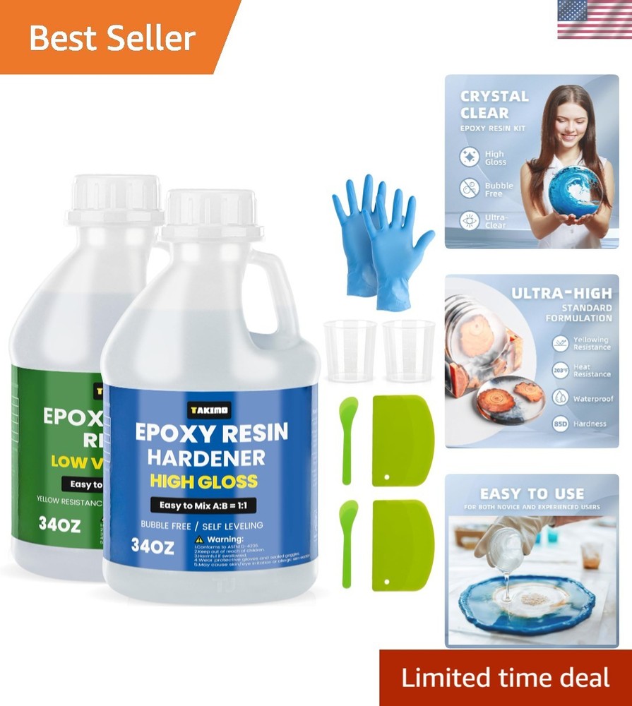 Durable 68 OZ Non-Toxic Epoxy Resin Kit – Self-Leveling for Flawless Finishes
