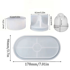4Pcs Silicone Molds Oval Tray Mold, Vase Mold, Jar Mold for Resin Plaster Cement