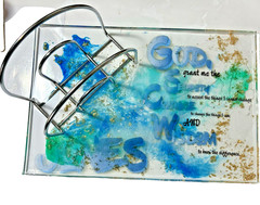 Handmade Multicolor Resin Napkin/paper towel holder with Abstract Designs