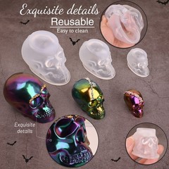 Actvty Skull Resin Mold, Set of Large, Medium, Small Silicone Transparent