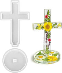 New 5 Inch Cross Silicone Resin Mold with Base Fast Shipping