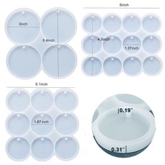 Resin Molds Silicone 25-Cavity Set of Large + Medium + Small Shiny Flat Circl…