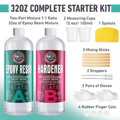 32oz Crystal Clear Epoxy Resin Kit – Self-Leveling, UV & Moisture Resistant