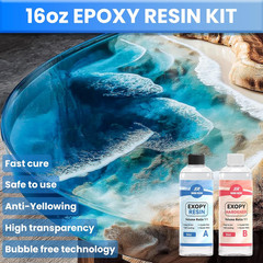 Epoxy Resin Kit, Crystal Clear 1:1 Self-Leveling Resin System with High Gloss Fi