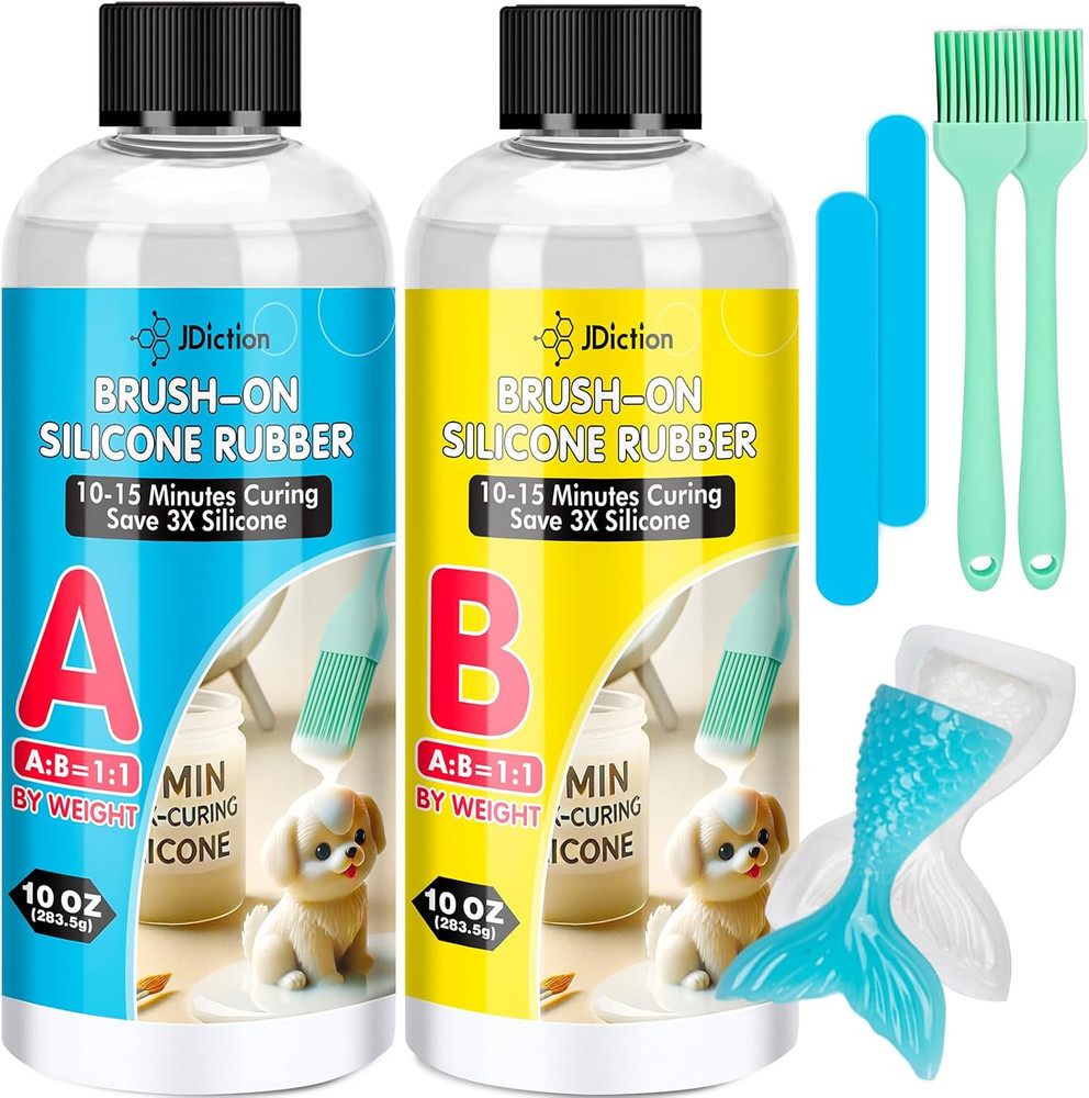 Jdiction Brush-On Silicone Mold Making Kit, 10-15 Minutes Fast Cure Silicone Rub