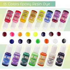 LET’S RESIN Epoxy Resin Dye,15 Color Translucent 15 Colors, Multicolor