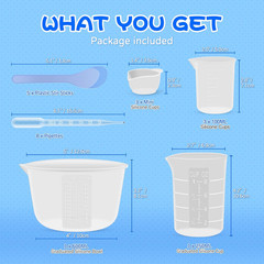 Silicone Resin Mixing Measuring Cups for Resin Supplies, 600ml/20oz Bowl, 250 &