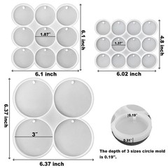 25-Cavity Silicone Mold Set Large Medium Small Shiny Flat Circle Earrings