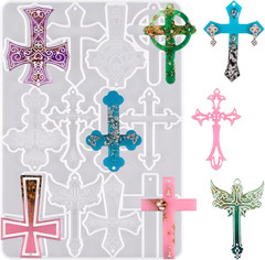 Cross Resin Molds,12 Cavity Epoxy Resin Cross Molds Silicone Molds for Keychain