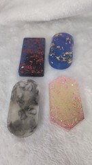 Handmade Multicolor Resin Craft Set of 4 Decorative Pieces, Various Shapes