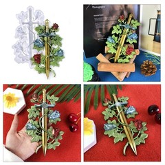 Epoxy Resin Mold Rose Vine Swords Molds Versatile Silicone Home Ornament for …