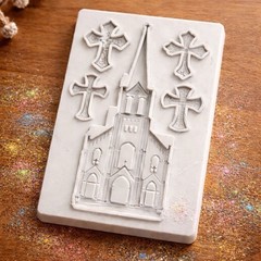Silicone Mold Mould- Easter Church & Cross “Faith” Craft Art Resin Clay Epoxy