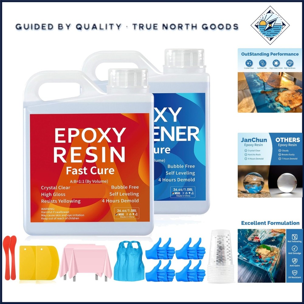 Self-Leveling Epoxy Resin 72oz Kit, Fast Curing and No Bubbles for Art Projects