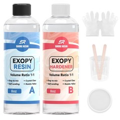 SHORE RESIN Epoxy Resin Kit, Crystal Clear 1:1 Self-Leveling 16 OZ, clear