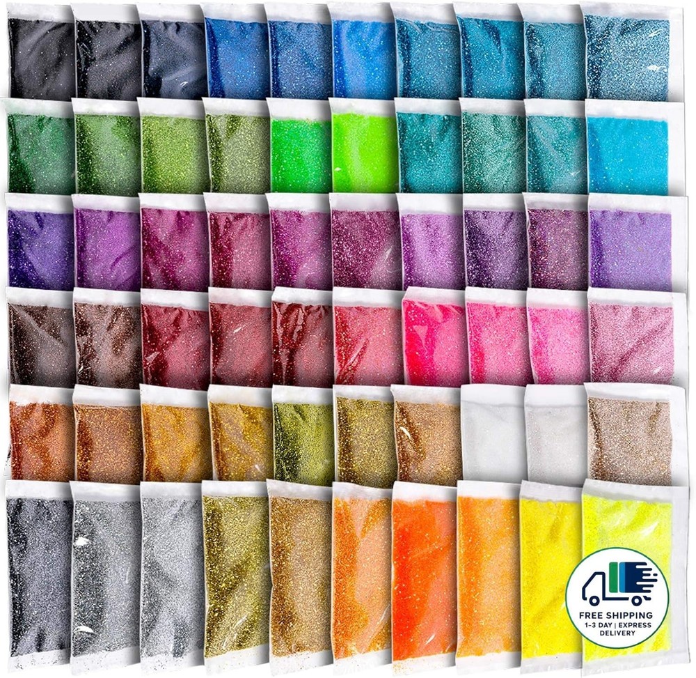Purpurina fina, 300 g, 60 colores, resina extrafina para manualidades