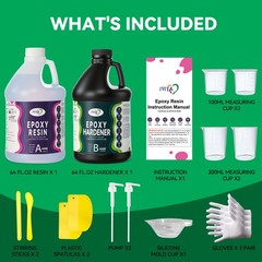 IVITA 1 Gallon Kit Epoxy Resin -Self Leveling,Easy Mixing,Crafts,Coatings,Clear