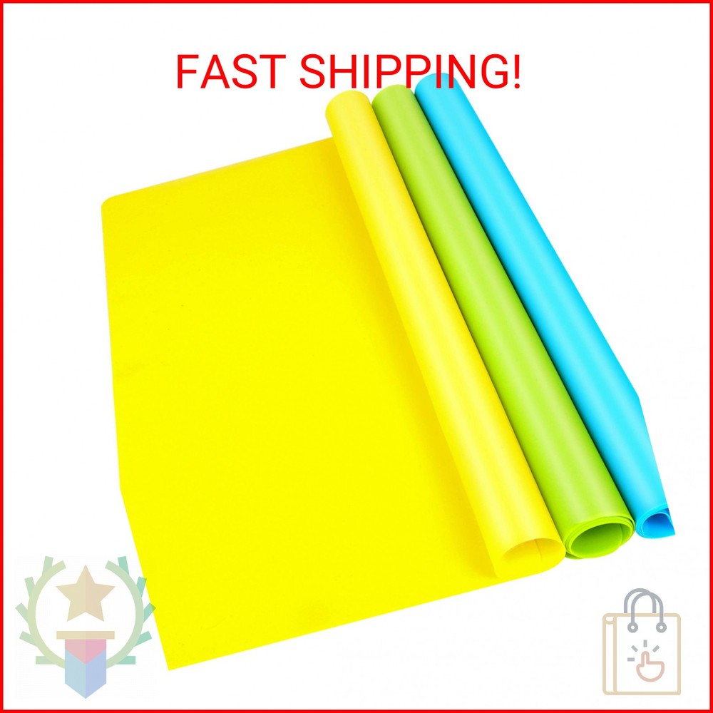 LEOBRO Silicone Mats, 3 PCS Silicone Mats for Crafts, Resin Molds, Play Dough Ma