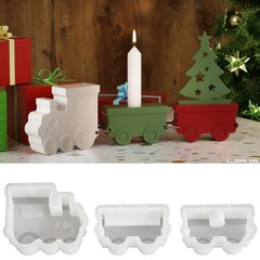 3PCS silicone epoxy resin mold 3D gypsum train candlestick soap gypsum DIY suit