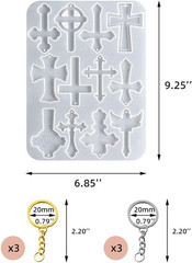 Cross Resin Mold, Silicone Cross Molds Kit Set for Keychain Bracelet Earrings Ne