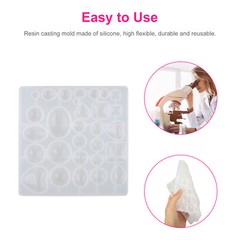 35PCS Silicone Resin Mold DIY Jewelry Pendant Tray Mould Making Epoxy Craft Tool