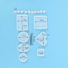 18pcs DIY Epoxy Resin Casting Silicone Tray Coaster Molds Mould Jewelry Making