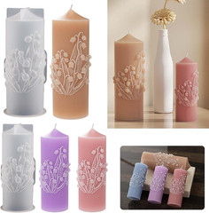 2 Pack Bell Orchid Cylinder Candle Mold – Resin Casting Silicone Mold for Home D