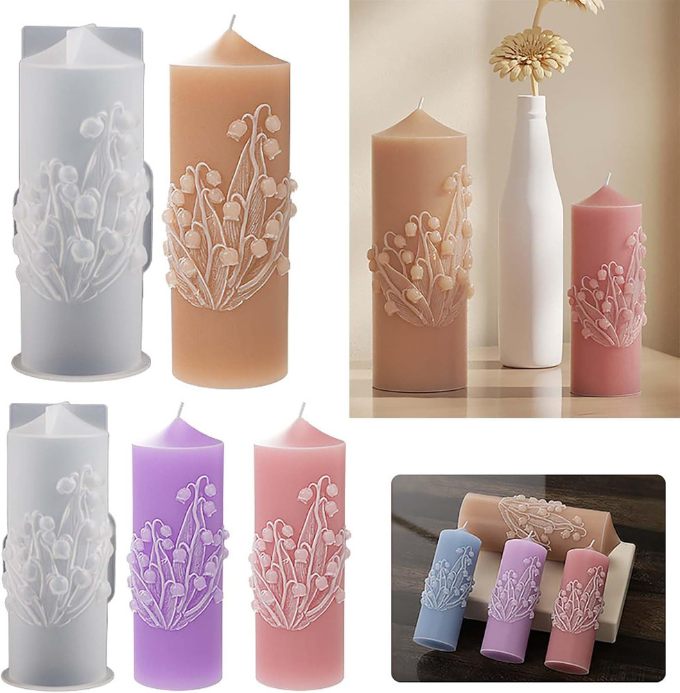 2 Pack Bell Orchid Cylinder Candle Mold – Resin Casting Silicone Mold for Home D