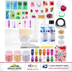 All-in-One Resin Art Kit with 10 Molds, Tools, and Dried Flower Embellishments