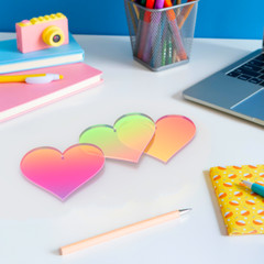 Heart Shaped Iridescent 3″ Acrylic Tile with Hole for Crafts and Party Decor