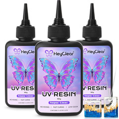 300G UV Resin Kit Super Clear, Hard, Low Odor, Premixed UV Epoxy Resin Glue Fast