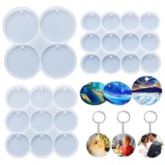 Resin Molds Silicone 25-Cavity Set of Large + Medium + Small Shiny Flat Circl…