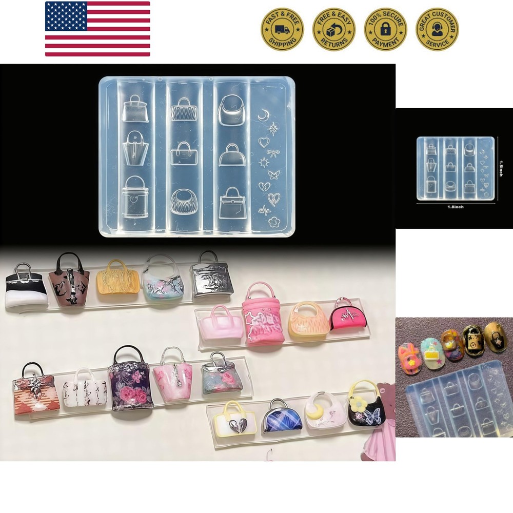 3D Handbag Gel Nail Art Mold Arts Resin Clutch Molds for Accessories Supplies…