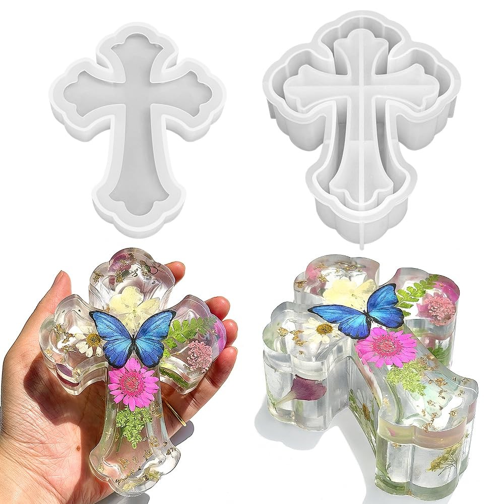 Fancy Cross Box Silicone Mold, Small Jar Storage Mold with Lid