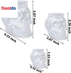 3D Skull Silicone Resin Mold Set Large Medium Small Clear Casting Molds