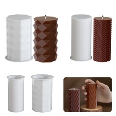 2 Pack Stripe Cylinder Pillar Spiral Candle Resin Mold – Resin Casting Silico…