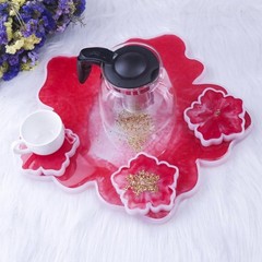6 PCS Flower Silicone Resin Molds Large Resin Tray Mold Flower Shape Coaster …