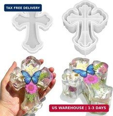 RESINWORLD Fancy Cross Box Silicone Mold, Small Jar Storage Mold with Lid