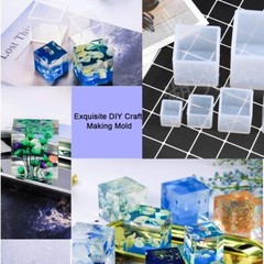 5Pcs Square Cube Silicone Mould Epoxy Resin Molds DIY Pendants Making Craft B620